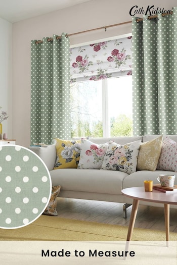 Cath Kidston Green Button Spot Made To Measure Curtains (M32026) | £91