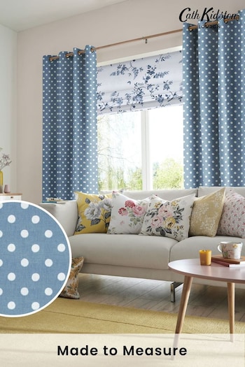 Cath Kidston Blue Button Spot Made To Measure Curtains (M32027) | £91