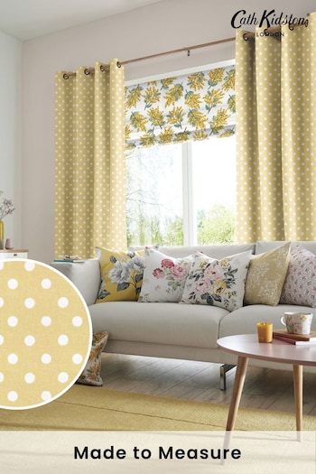 Cath Kidston Yellow Button Spot Made To Measure Curtains (M32029) | £91