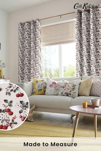 Cath Kidston Pink Cherry Sprig Made To Measure Curtains (M32030) | £91