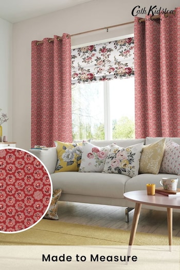 Cath Kidston Red Freston Rose Made To Measure Curtains (M32032) | £91