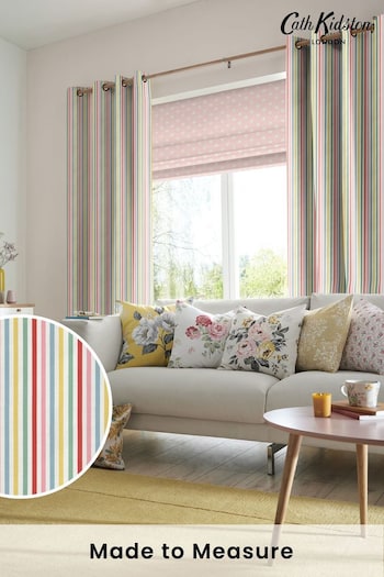 Cath Kidston Cream Mid Stripe Candy Made To Measure Curtains (M32034) | £91