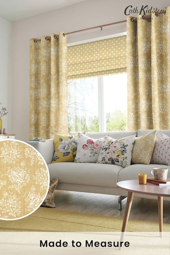 Cath Kidston Yellow Washed Rose Made To Measure Curtains (M32045) | £91