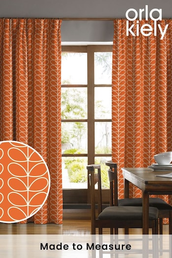 Orla Kiely Orange Linear Stem Made To Measure Curtains (M32071) | £91