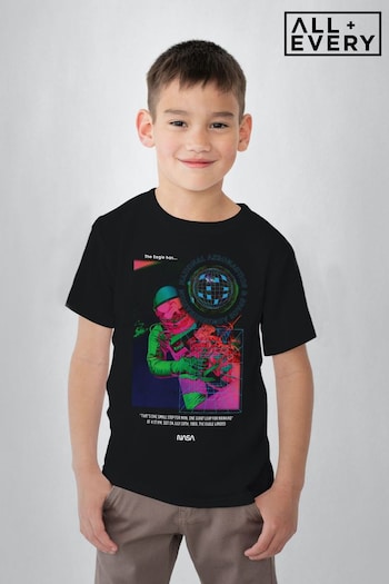 All + Every Black NASA The Eagle Has Landed Retro Boys T-Shirt (M34649) | £19