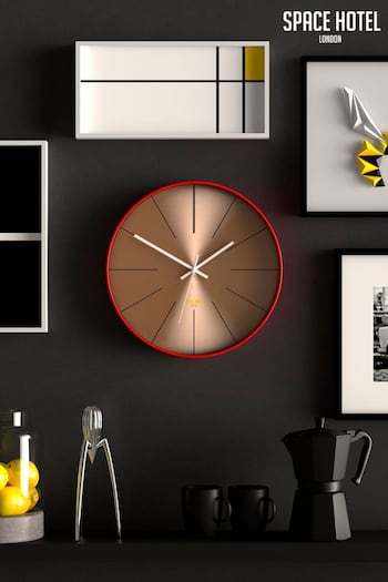 Space Hotel Red District 12 Wall Clock (M35263) | £45