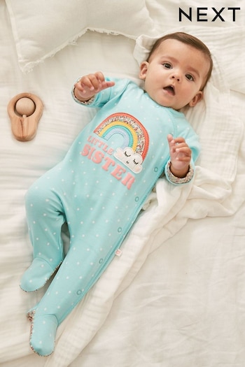 Rainbow Sister Little Sister Baby Sleepsuit (0-2yrs) (M35416) | £9.50 - £10.50