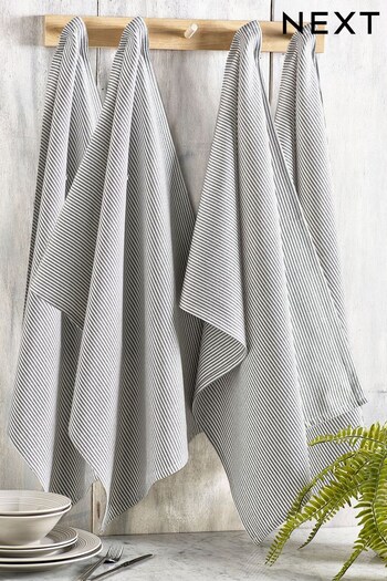 Set of 4 Grey Antibacterial Tea Towels (M35826) | £16