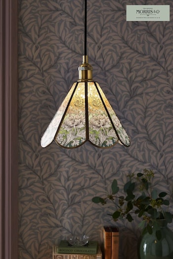 Morris & Co Green Chrysanthemum Glass Pendant Light (M36328) | £85