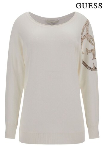 Guess Cream Erin Bat Sleeve 4G Logo Sweater (M36411) | £75