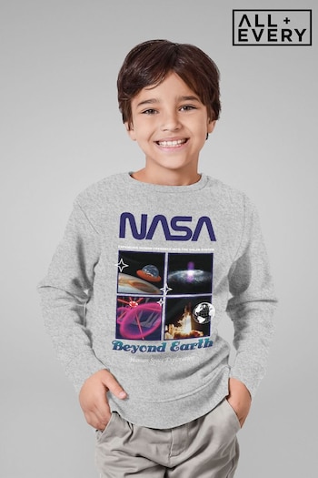 All + Every Grey NASA Beyond Earth Retro Montage Boys Sweatshirt (M36442) | £26