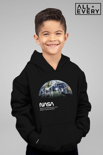 All + Every Black NASA View Of The Earth Boys Hooded Sweatshirt (M36452) | £29