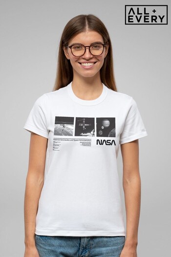 All + Every White NASA ISS And Jupiter Moon Shots Womens T-Shirt (M36505) | £23