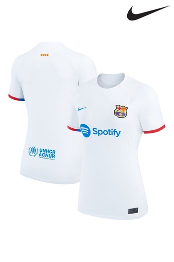 Nike White Barcelona Away 2023-24 Stadium Shirt Rousts (M36580) | £80