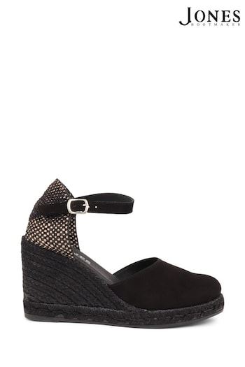 Jones Bootmaker Black Arabella Ladies Leather Wedge Sandals running (M37083) | £89