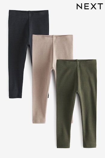 Khaki/Stone Ribbed Leggings pants 3 Pack (3mths-7yrs) (M37171) | £13 - £17