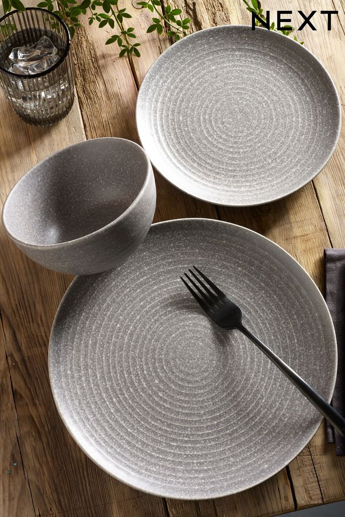 Grey and white dinner sets hot sale
