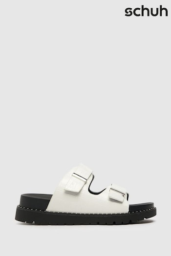 Schuh Tess White Croc Studded Footbed H283 Sandals (M37477) | £30