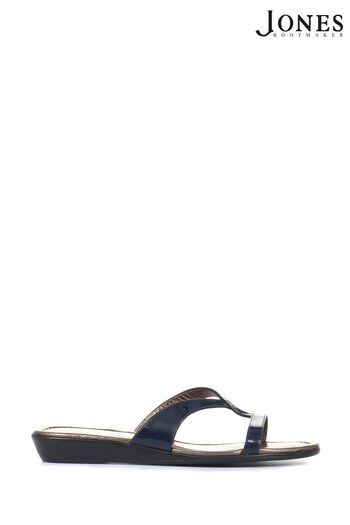 Jones Bootmaker Blue Klevina Ladies Leather Leopard Print Mule Sandals (M37806) | £39