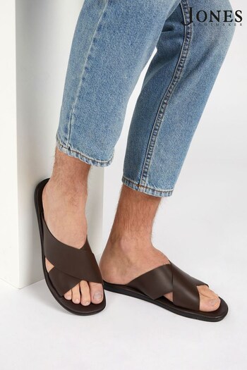 Jones Bootmaker Brown Eli Men's Leather Slider Sandals (M37817) | £49