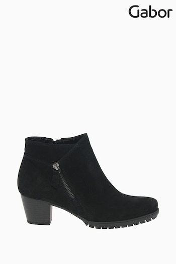 Gabor Olivetti Black Nubuck Oil Ankle Boots flat (M37940) | £100