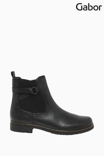 Gabor Nolene Black Leather Chelsea Boots (M37960) | £100