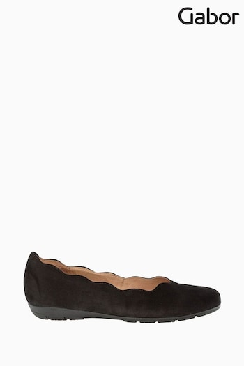 Gabor Resist Black Suede Ballerina Shoes (M37964) | £75