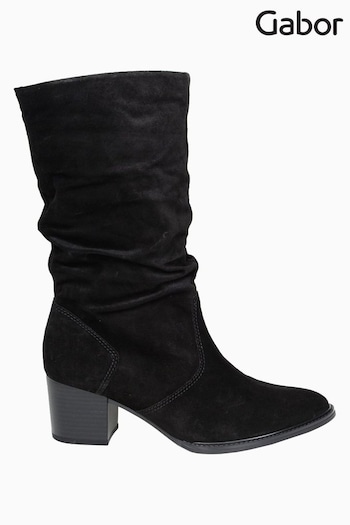 Gabor Ramona Black Suede Mid Leg Boots (M37968) | £135