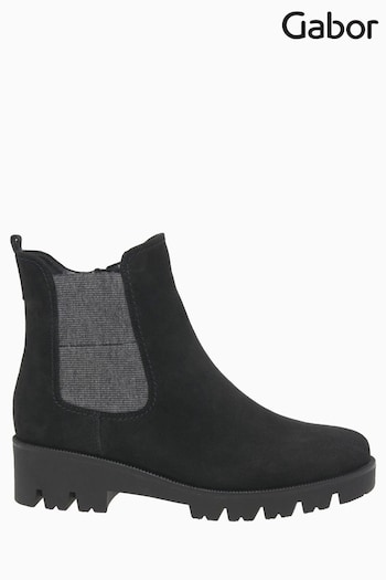 Gabor Newport Dark Grey Suede Chelsea chunky Boots (M37975) | £95