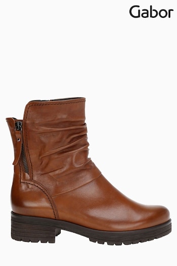 Gabor Brown Zola Cognac Leather Ankle Boots (M37978) | £120