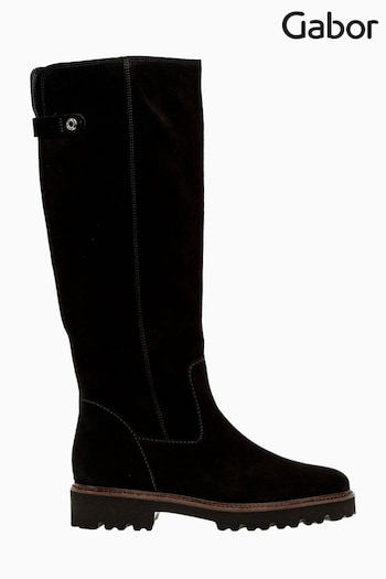 Gabor Black Be-Bop Suede Calf Long them Boots (M37980) | £150