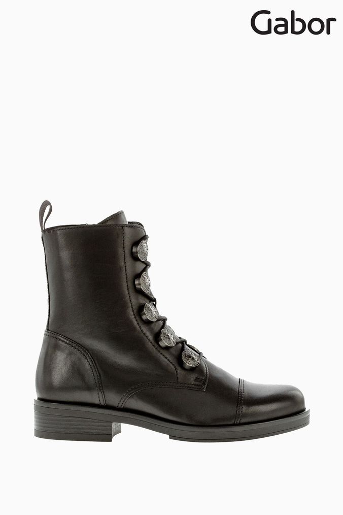 Gabor black leather ankle boots deals