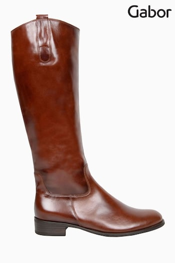 Gabor Brown Brook Medium Calf Fit Leather Long Boots (M37989) | £180
