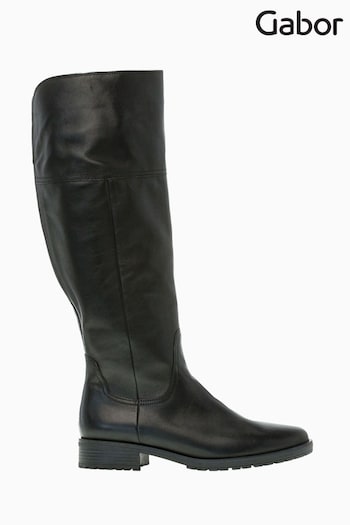 Gabor Propulsion XL Vario Calf Fit Black Leather Long Boots (M38014) | £190