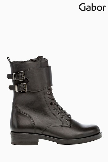 Gabor Hind Black Leather Biker Boots (M38018) | £135