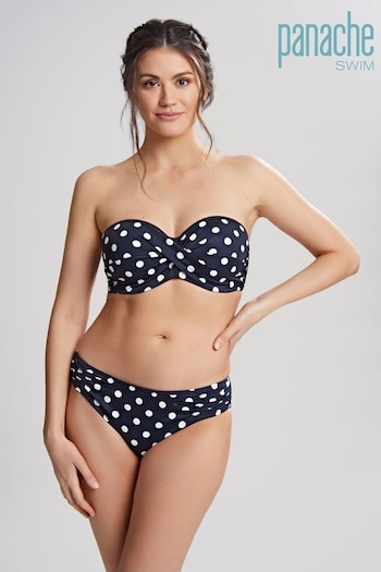 Panache Swim Navy Anya Riva Spot Twist Bandeau Bikini Top (M38124) | £38