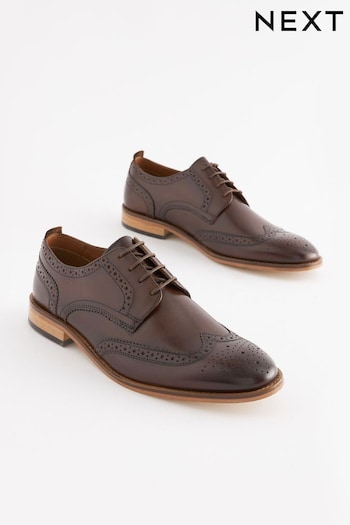 Brown Wide Fit Contrast Sole Leather Brogues (M38177) | £60