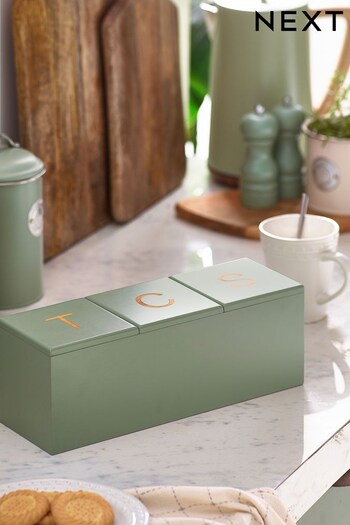 Sage Green Bamboo Tea, Coffee & Sugar Storage Box (M38870) | £20