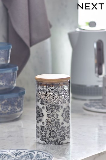 Blue Moroccan Tile Print Glass Storage Jar (M38928) | £10