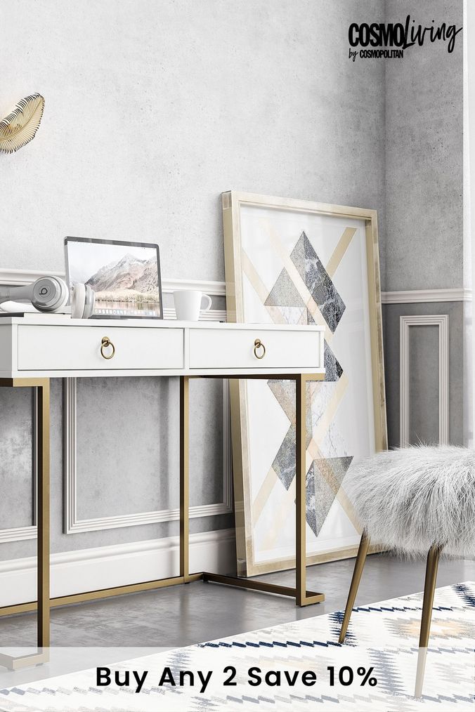 White and shop tan desk