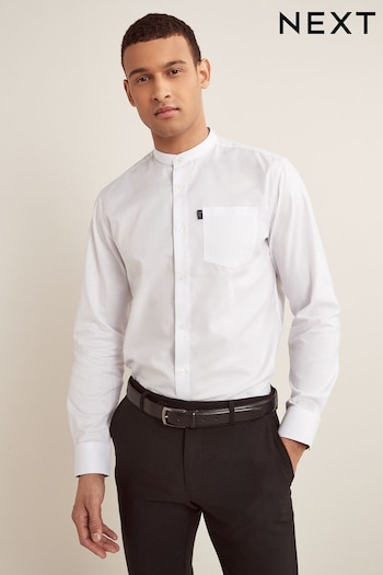 White Regular Fit Single Cuff Grandad Collar Shirt (M39871) | £20