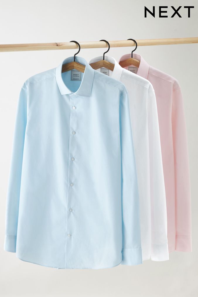 Blue Mix Regular Fit Single Cuff Shirts 3 Pack (M39872) | £60