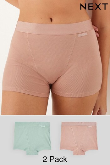 Pink/Blue Boyfriend Slit Shorts 2 Pack (M39992) | £18