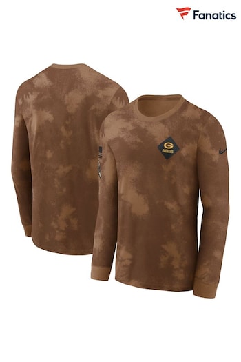 Fanatics NFL Green Bay Packers 2023 Long Sleeve Salute to Service Brown T-Shirt (M40281) | £45
