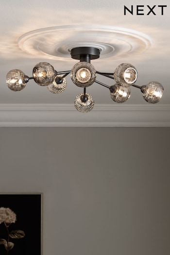 Pewter Grey Dallas 8 Light Flush Fitting Ceiling Light (M40754) | £130