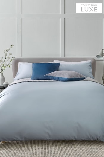 Pale Blue Collection Luxe 400 Thread Count 100% Egyptian Cotton Sateen Duvet Cover And Pillowcase Set (M41150) | £50 - £82