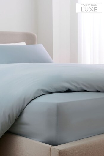 Pale Blue Collection Luxe 400 Thread Count Deep Fitted 100% Egyptian Cotton Sateen Deep Fitted Sheet (M41151) | £25 - £40