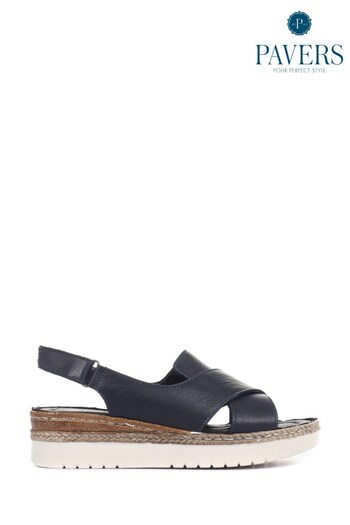 Pavers Blue Ladies Leather Cross-Over Sandals (M41235) | £40