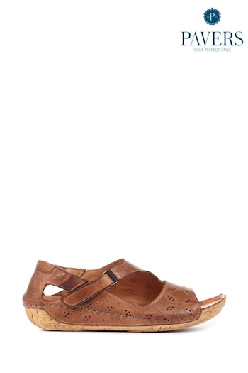 Pavers Brown Ladies Leather Flat Sandals Low (M41244) | £45