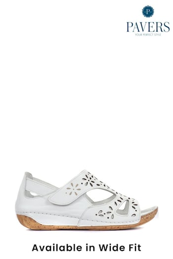 Pavers White Wide Fit Leather Sandals (M41264) | £45